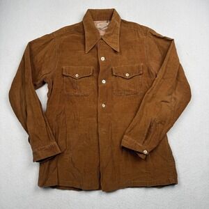 Vintage Marlboro Superoy Shirt Mens Medium Brown Corduroy Long Sleeve 50s